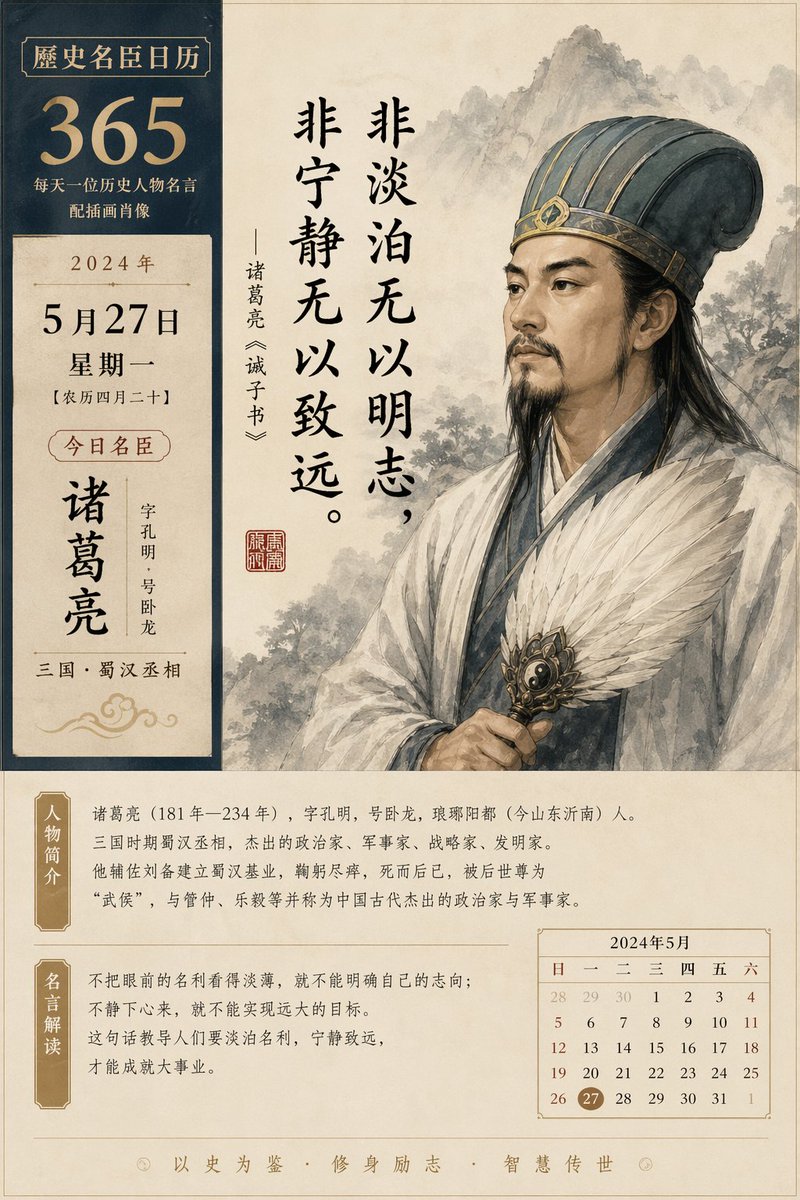 历史人物日历提示词