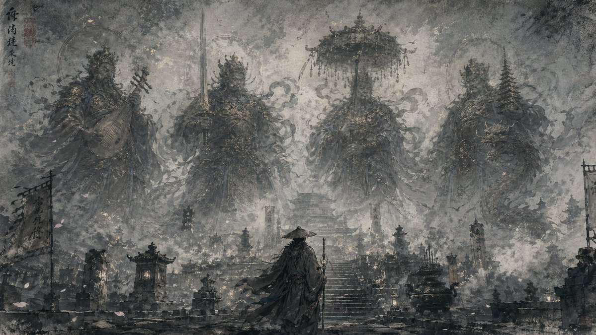 东方水墨奇幻插画