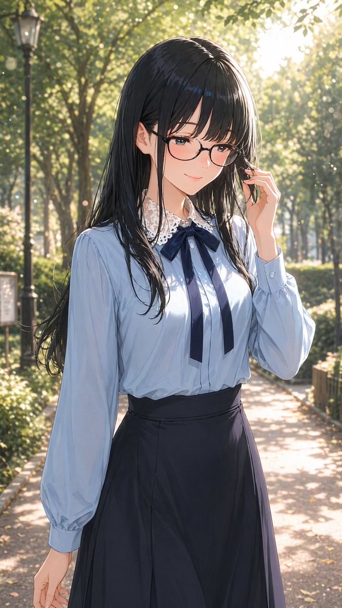 戴眼镜的温柔女性肖像