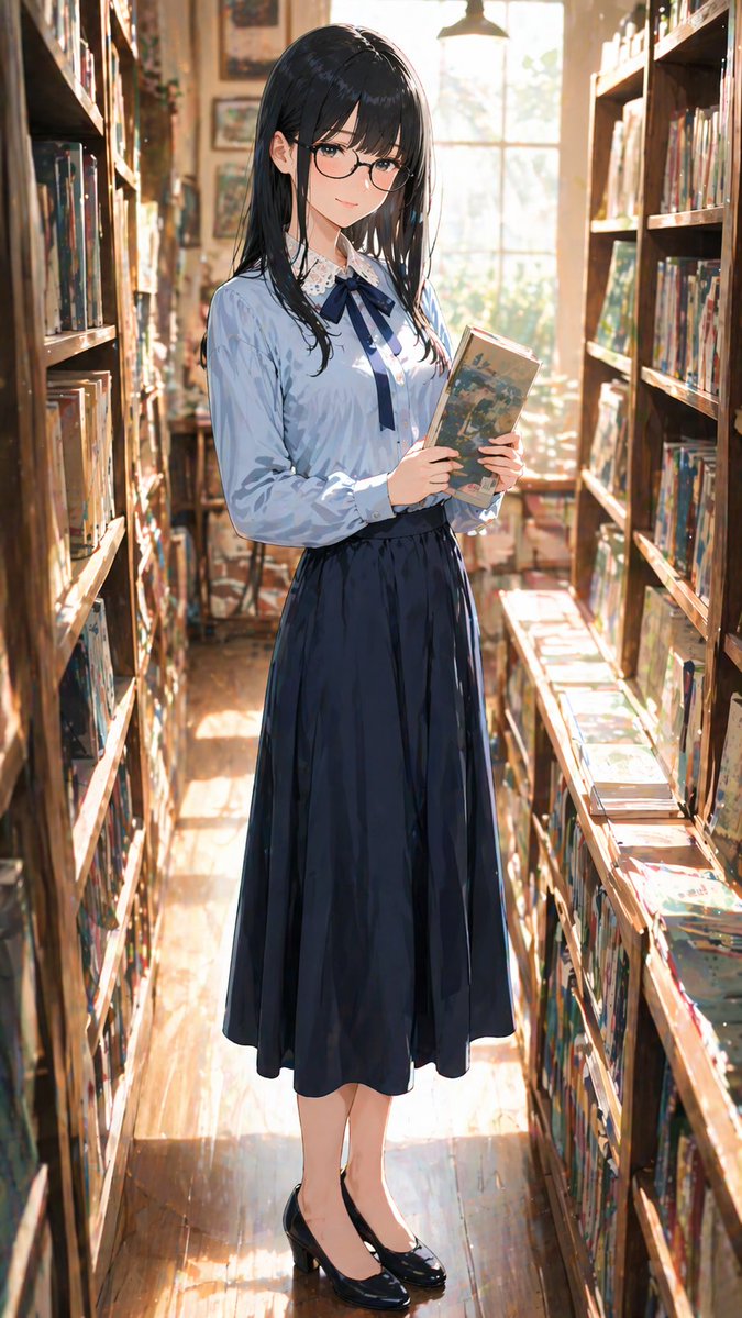 戴眼镜的温柔女性肖像