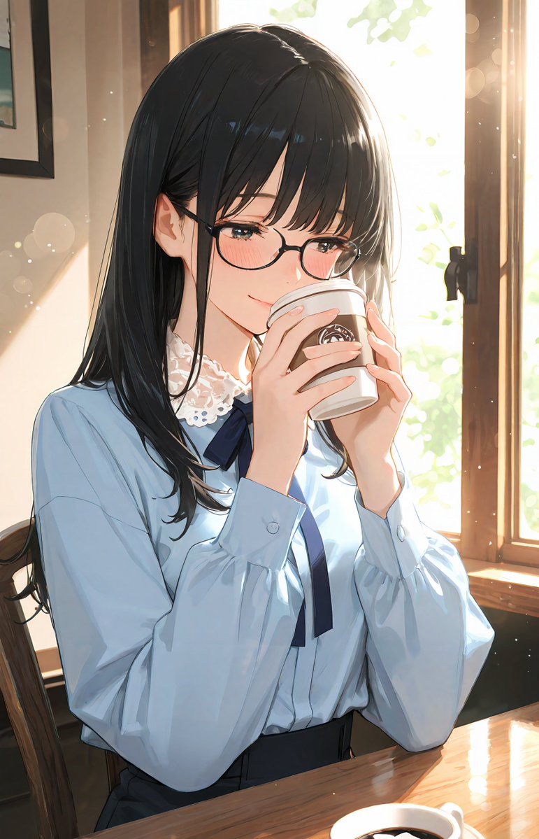 戴眼镜的温柔女性肖像