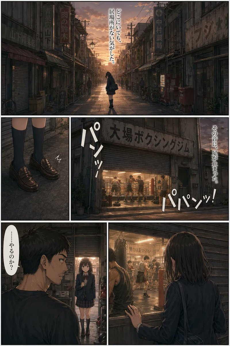 Sunset Boxing Gym 漫画页面