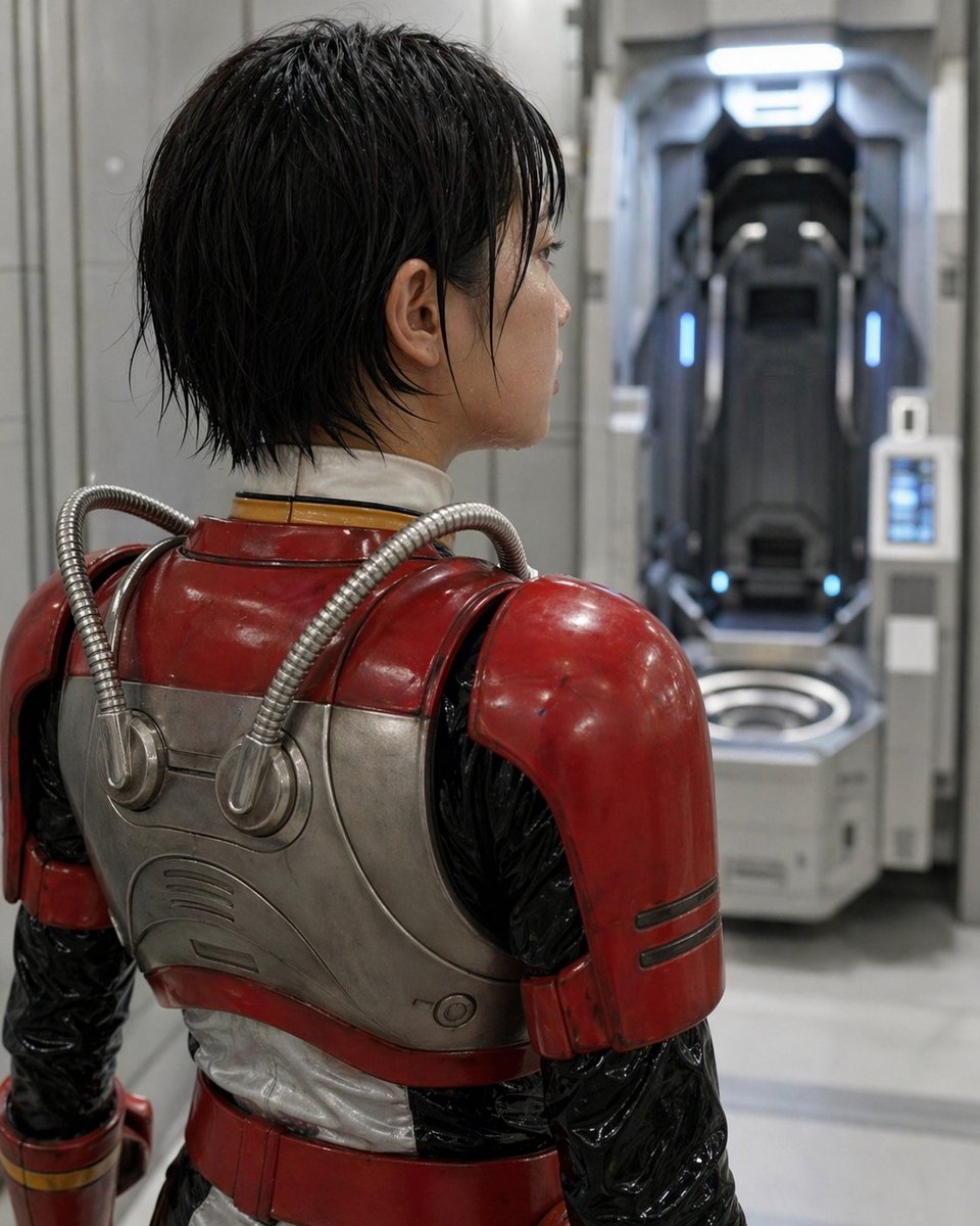 复古科幻盔甲背面视角