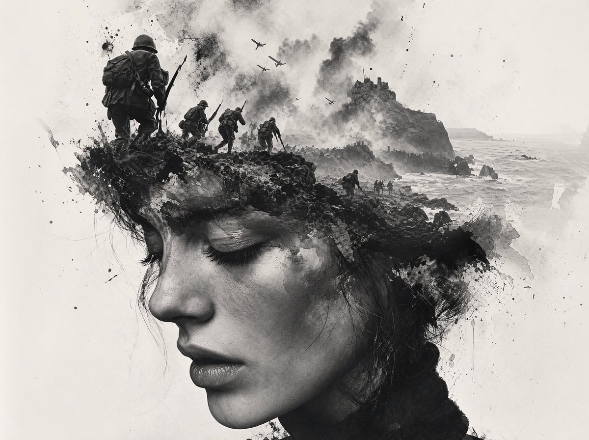 黑白战争水墨场景