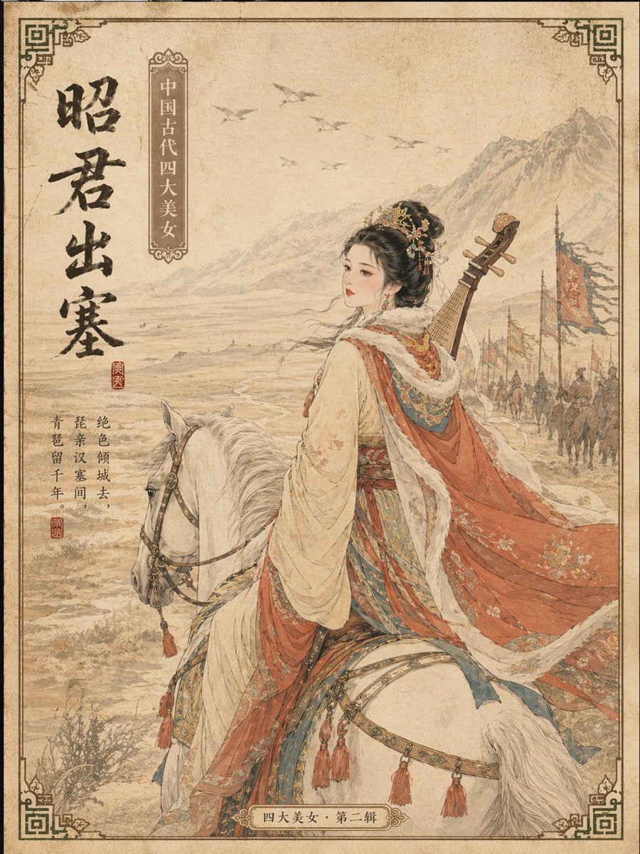 中国古代四大美女明信片提示词