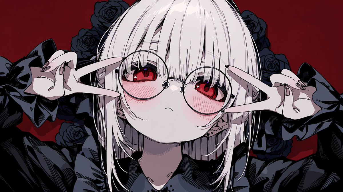 哥特风动漫少女与黑玫瑰