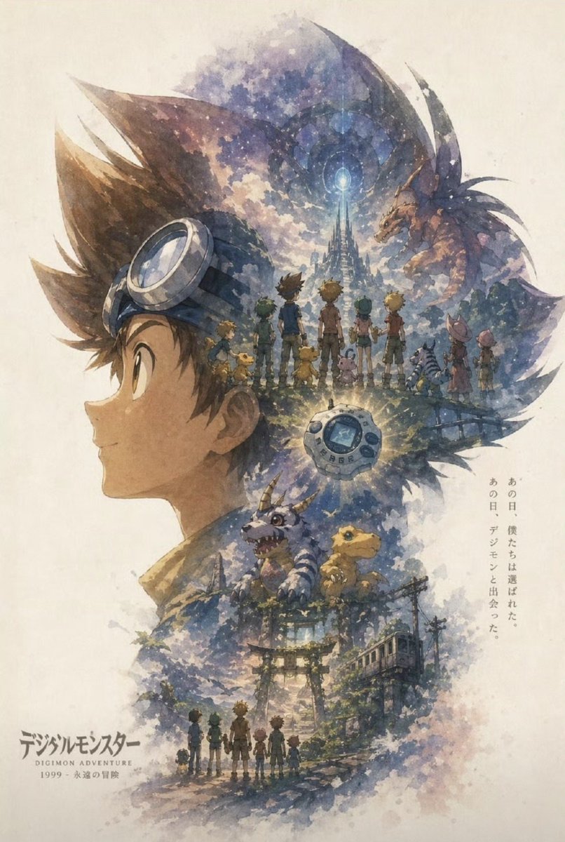 怀旧水彩动漫冒险海报