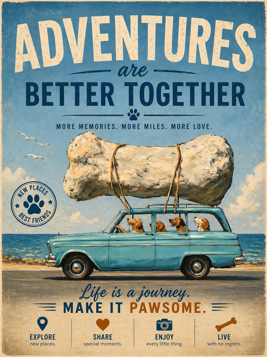 海边载着巨大骨头的狗狗们