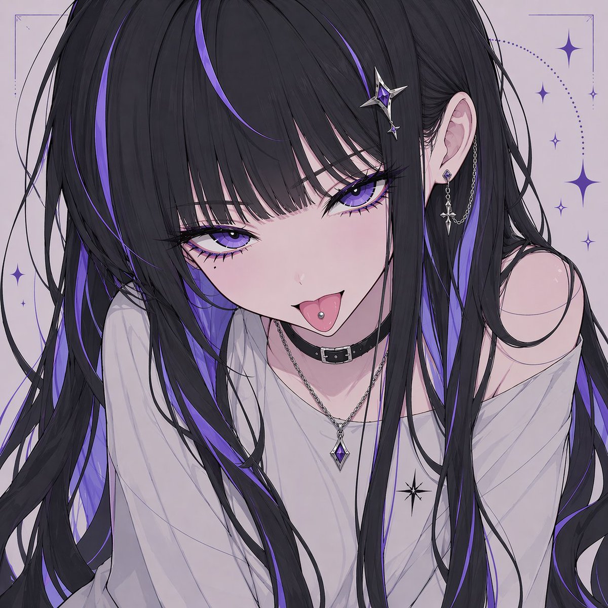 哥特风动漫少女肖像（带遮挡效果）