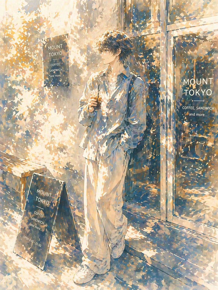 阳光下的咖啡馆动漫少女