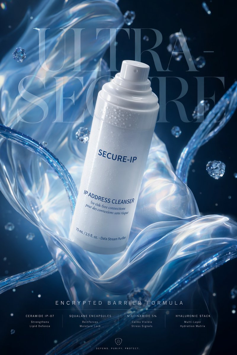 未来感网络安全护肤广告海报