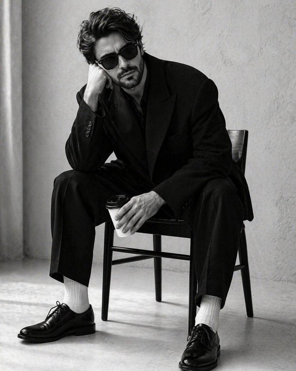 高对比度黑白影棚肖像