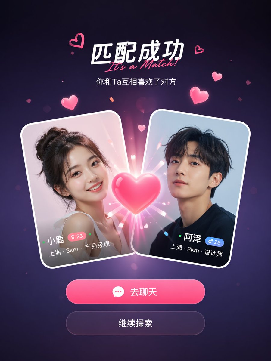 社交应用匹配成功 UI