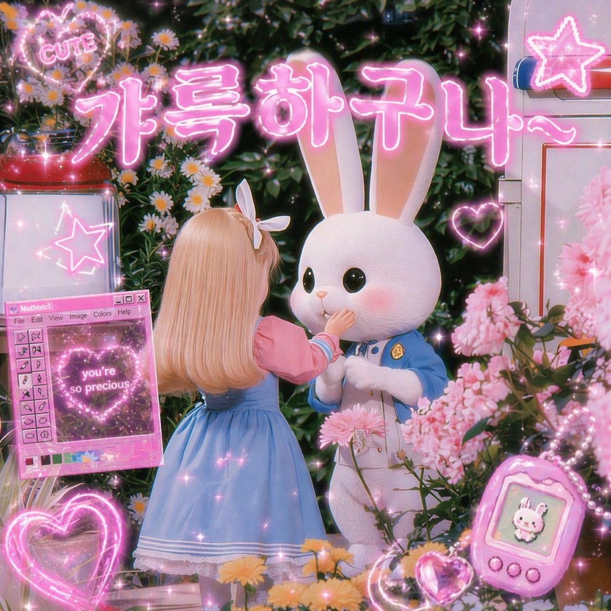 可爱兔兔花园霓虹场景