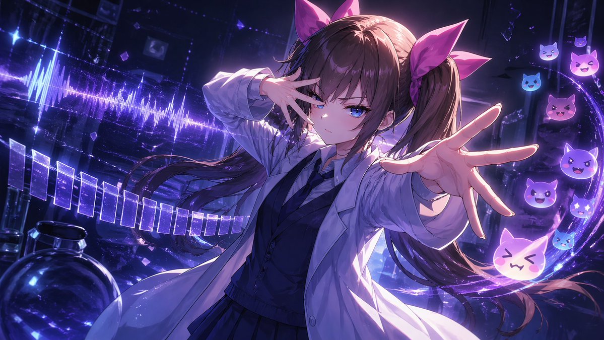 霓虹实验室中的中二病动漫少女