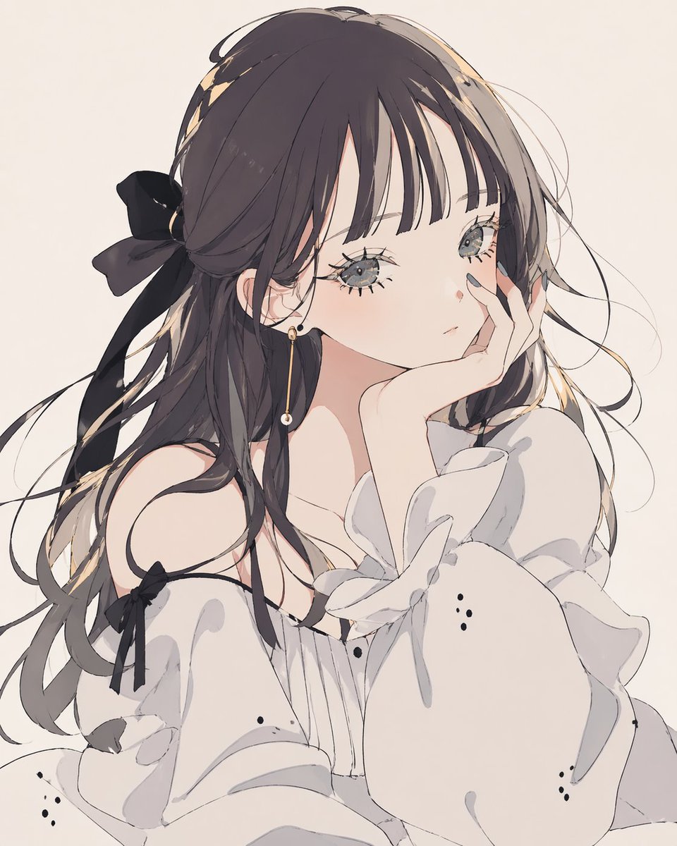 柔和单色动漫少女肖像