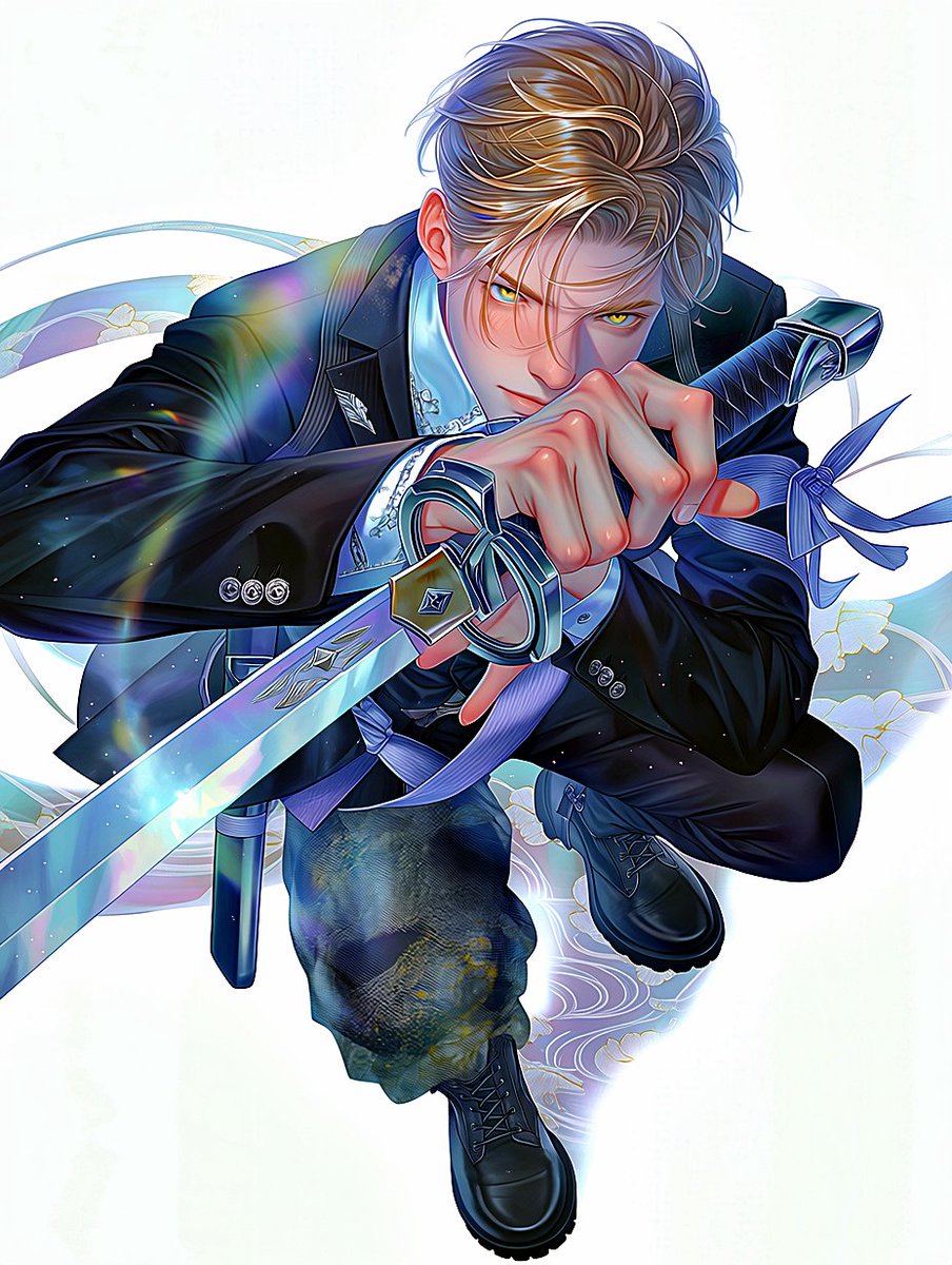 身着西装的动漫剑客