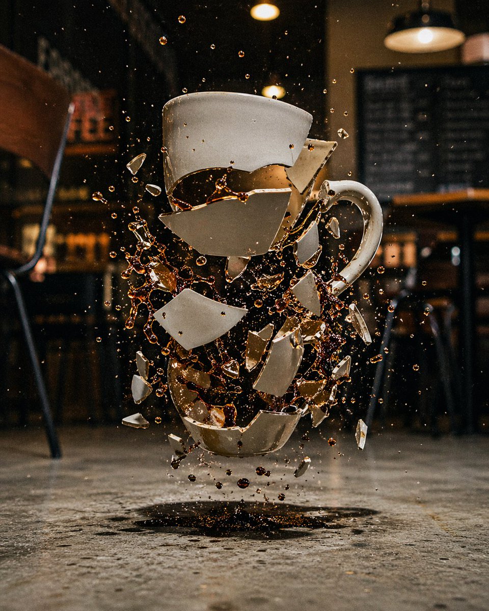 高速破碎咖啡杯