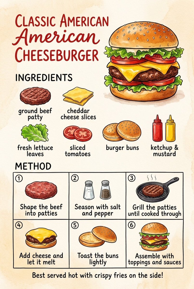 复古芝士汉堡食谱海报