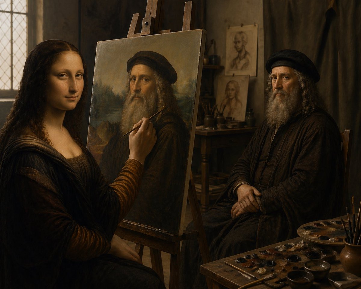 列奥纳多绘制《蒙娜丽莎》