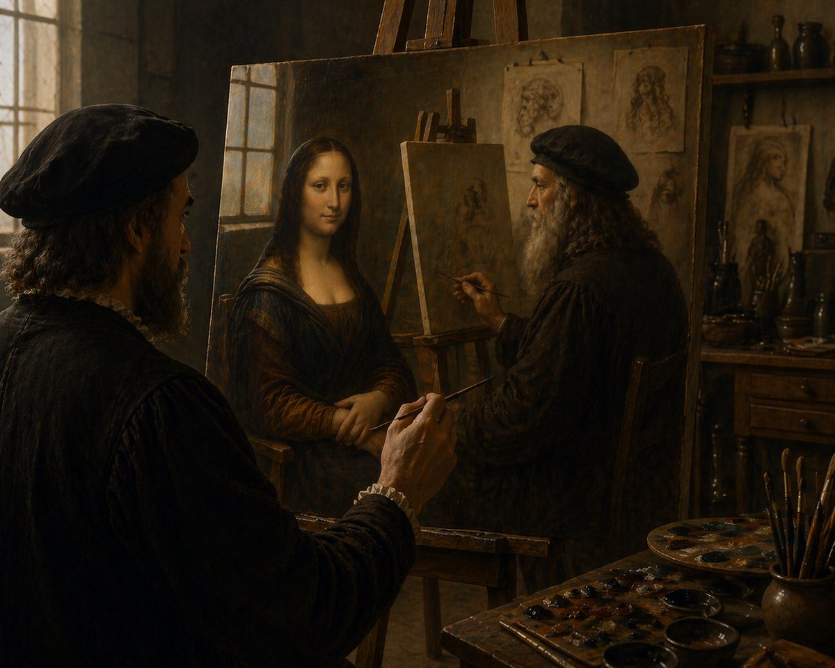 列奥纳多绘制《蒙娜丽莎》