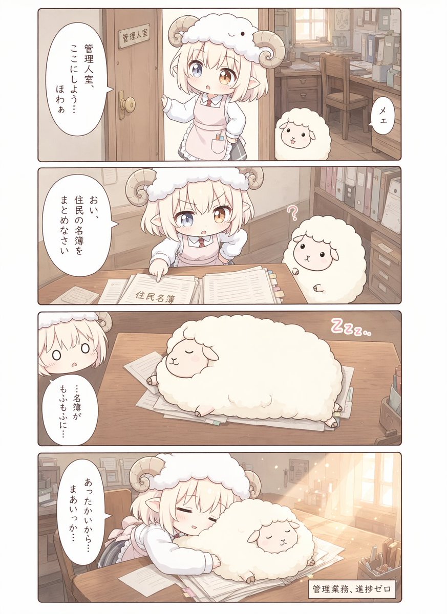 可爱的羊角少女办公室漫画页