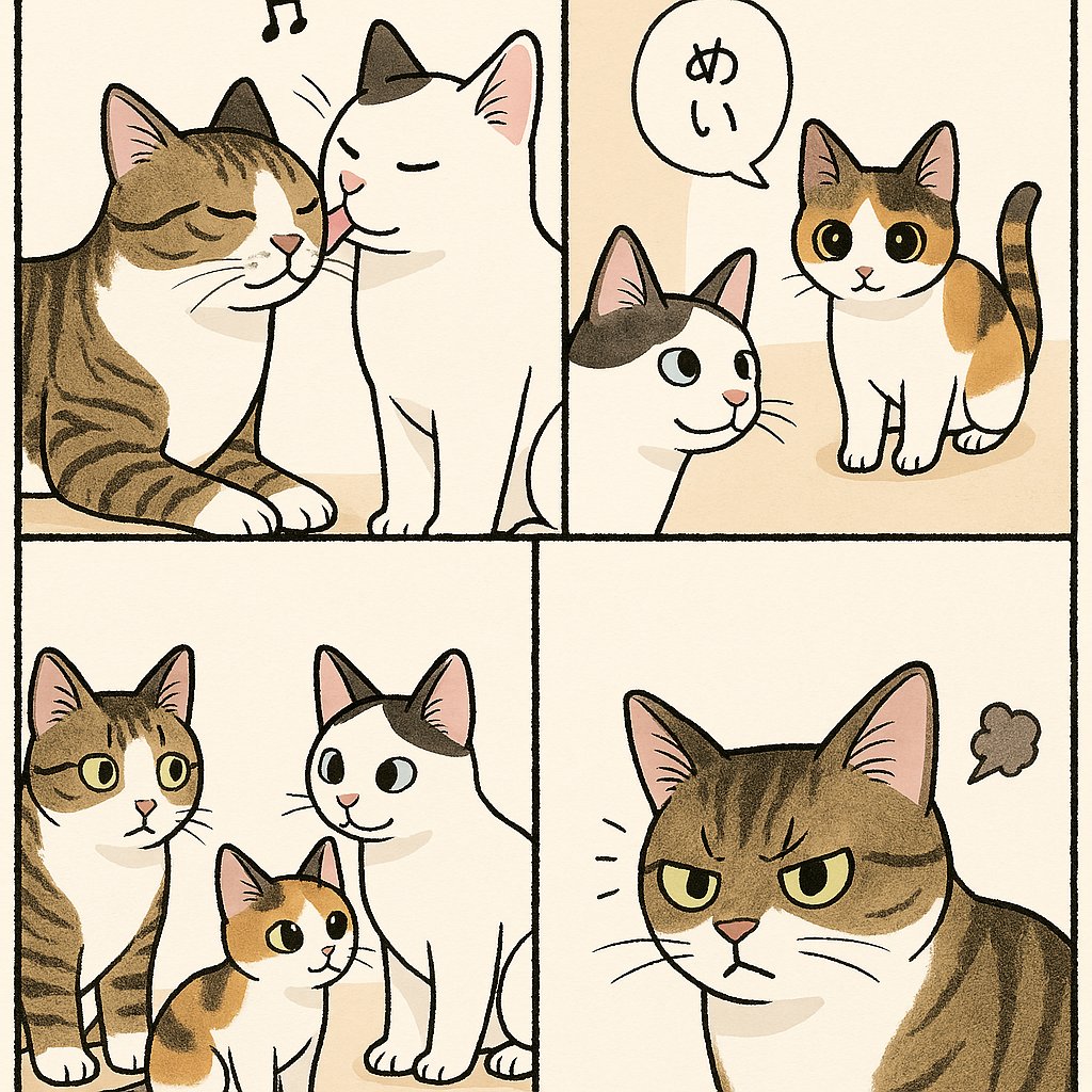 可爱的四格猫咪吃醋漫画