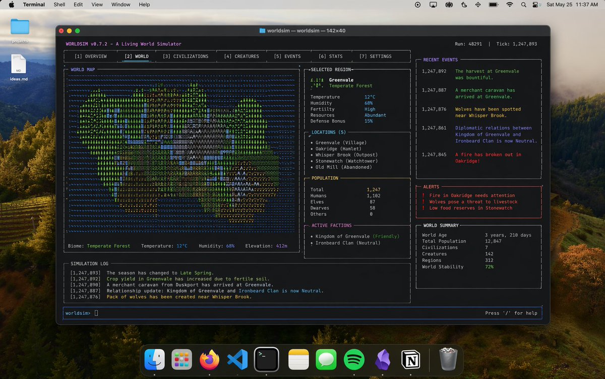 Mac 终端世界模拟 UI