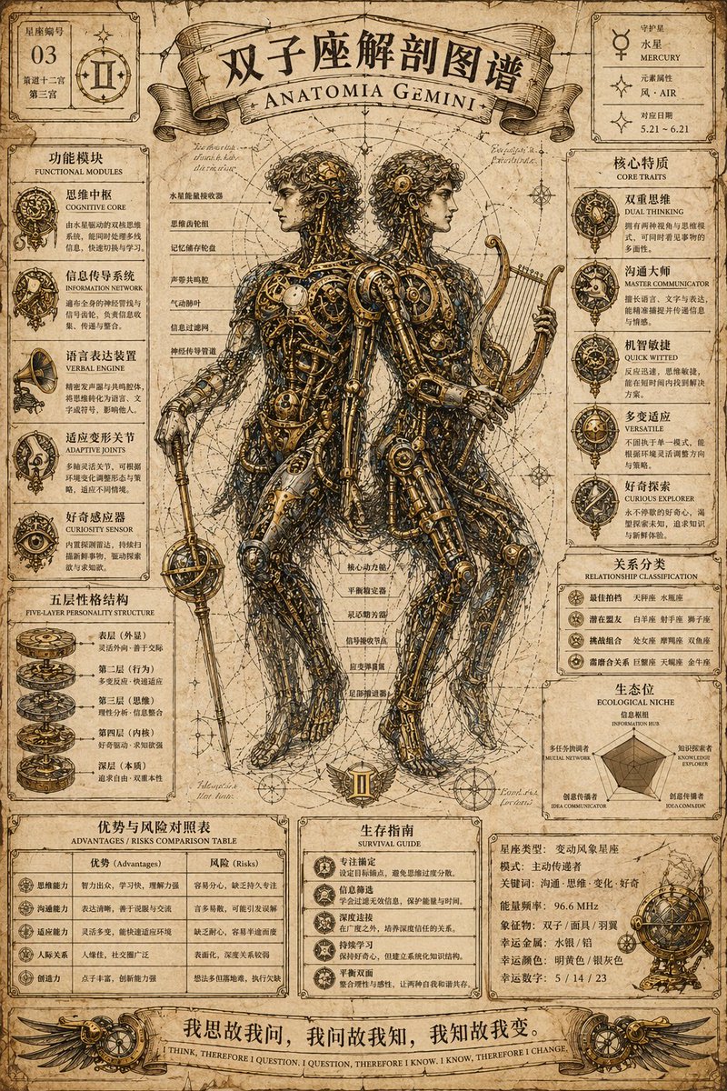 蒸汽朋克风格黄道十二宫解剖海报