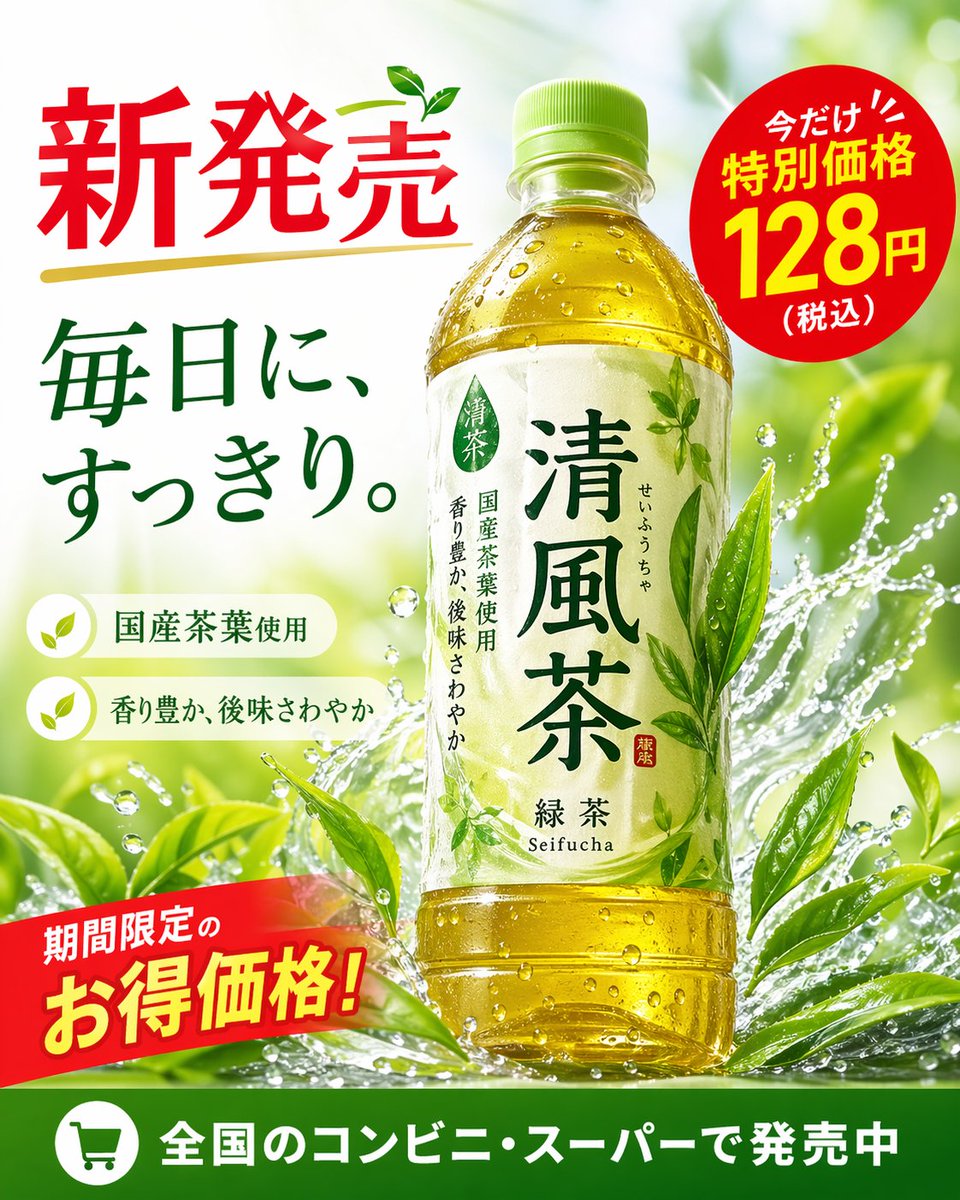 Green Tea Bottle Advertisement Poster
