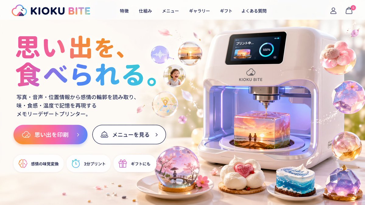 Futuristic 3D Food Printer Landing Page
