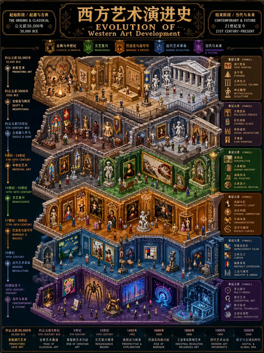 Isometric Pixel Art Evolution Museum