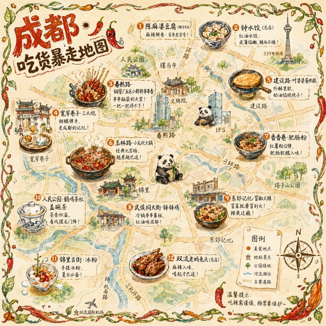 手绘成都美食地图