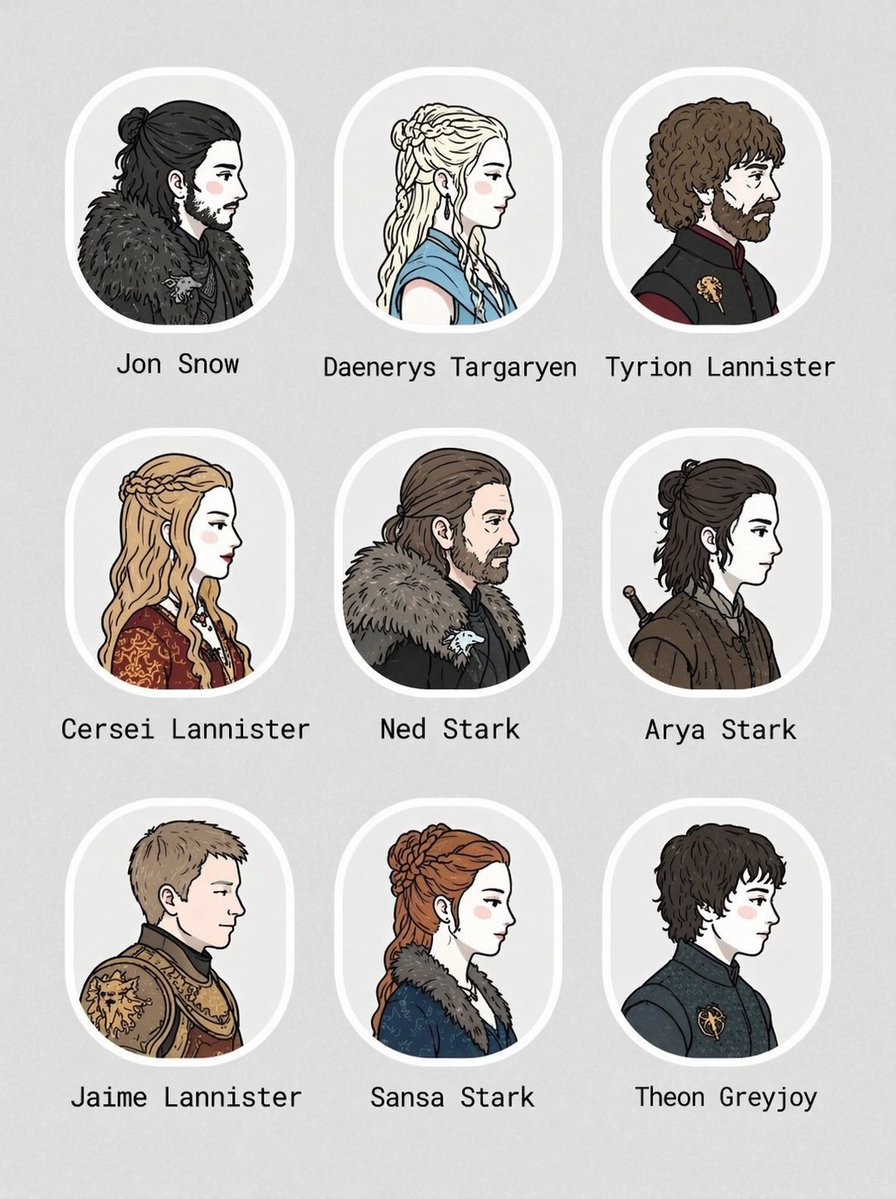 3x3 角色肖像网格