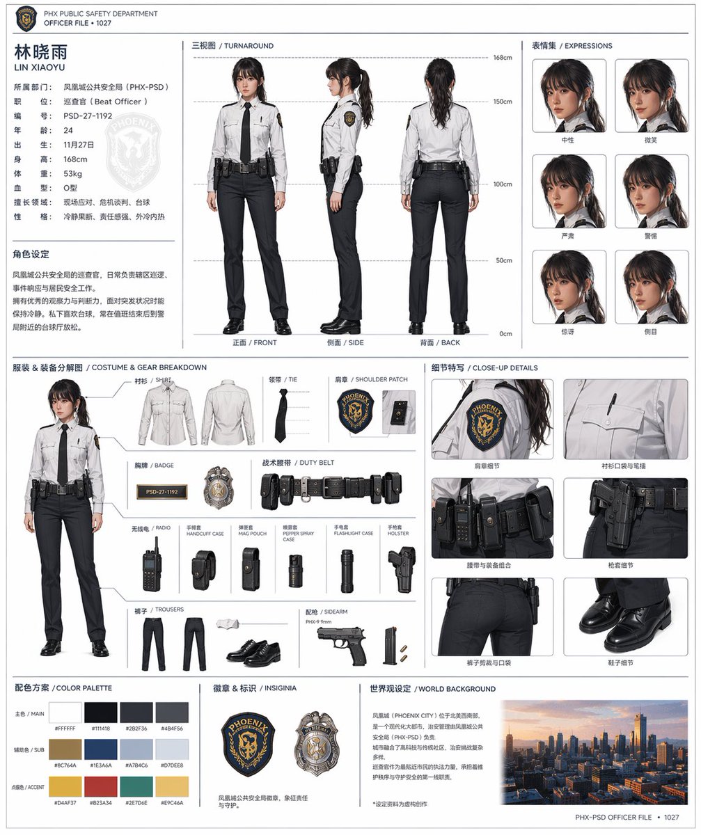 官方风格角色设定集提示词