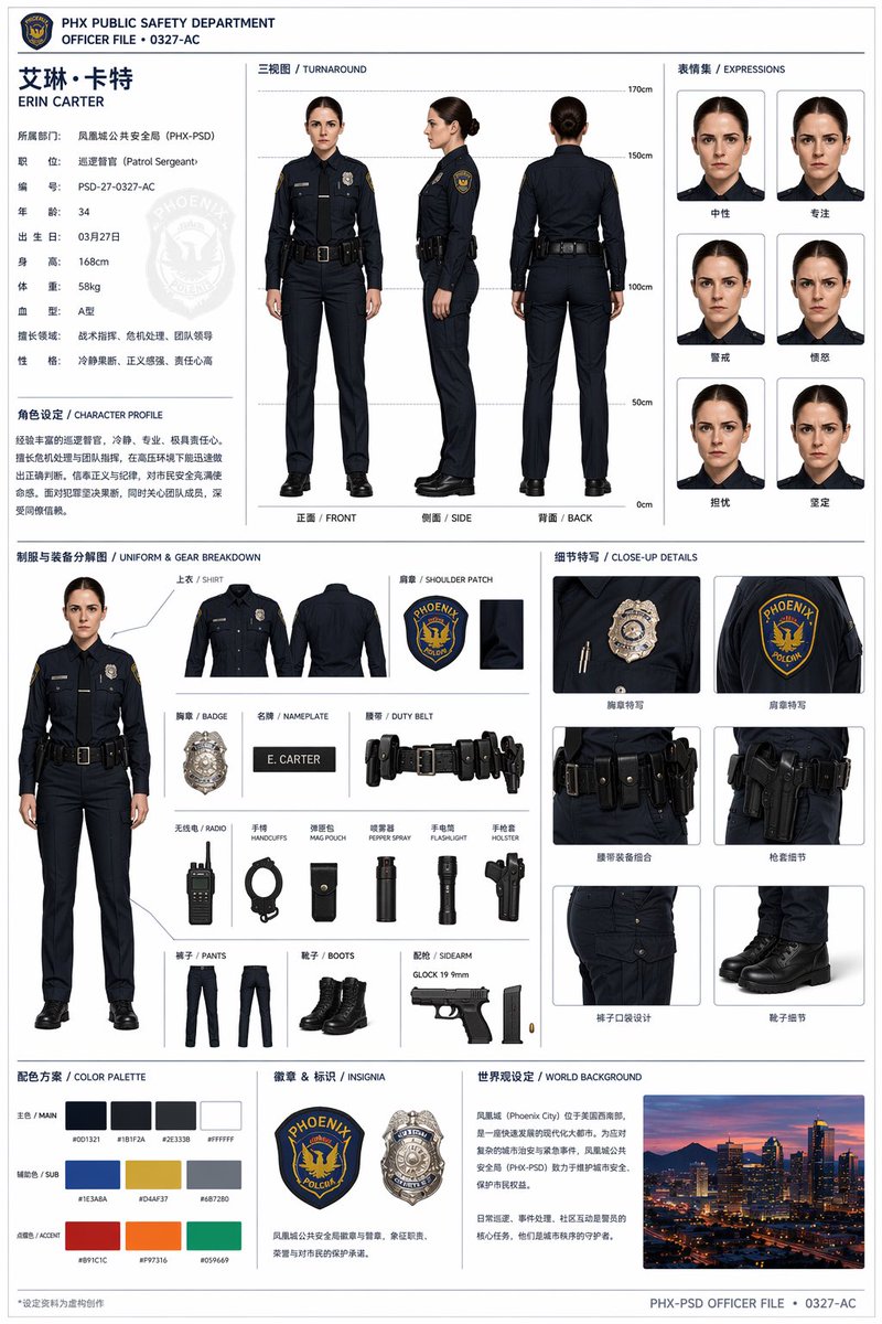 官方风格角色设定集提示词