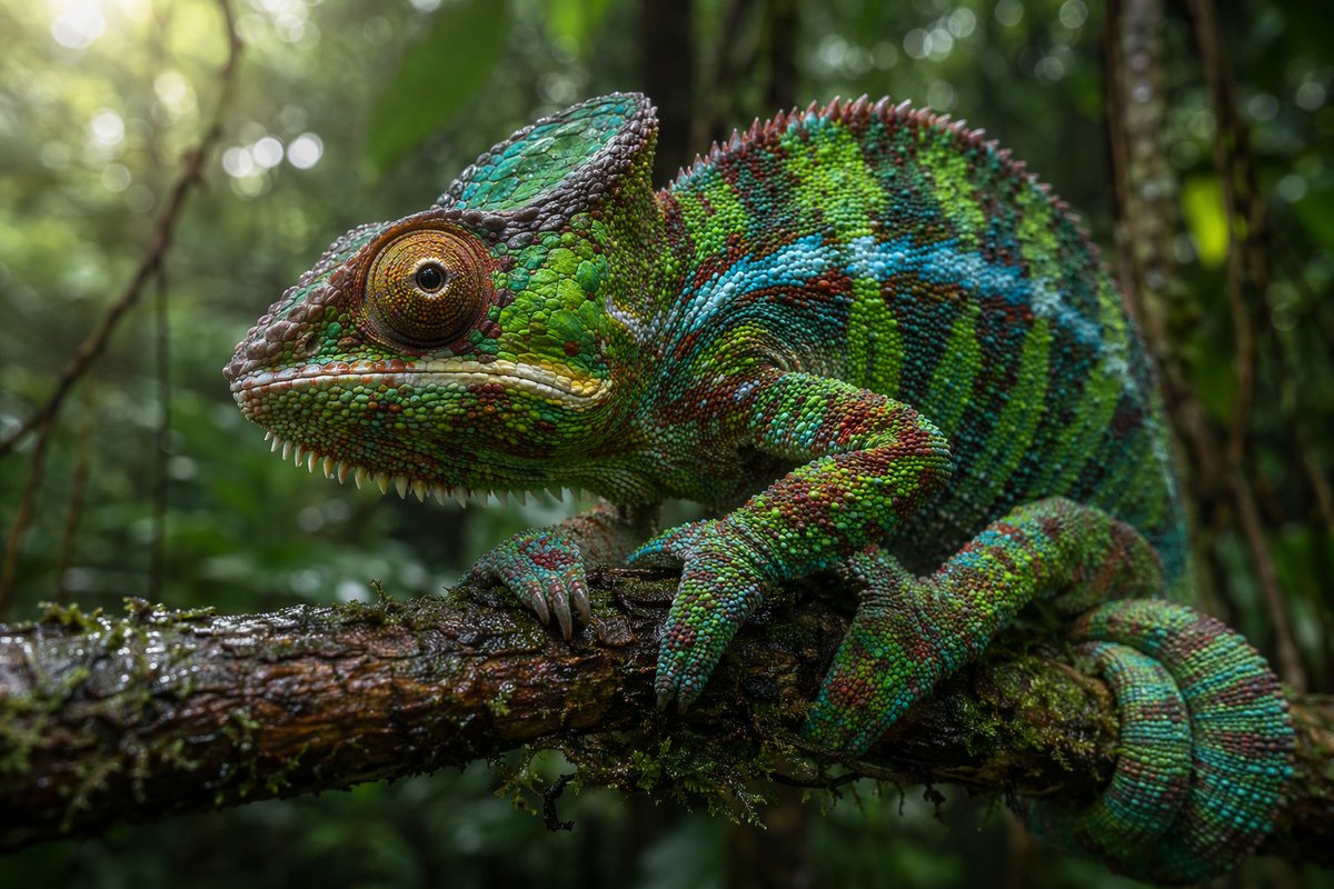 超写实变色龙微距摄影