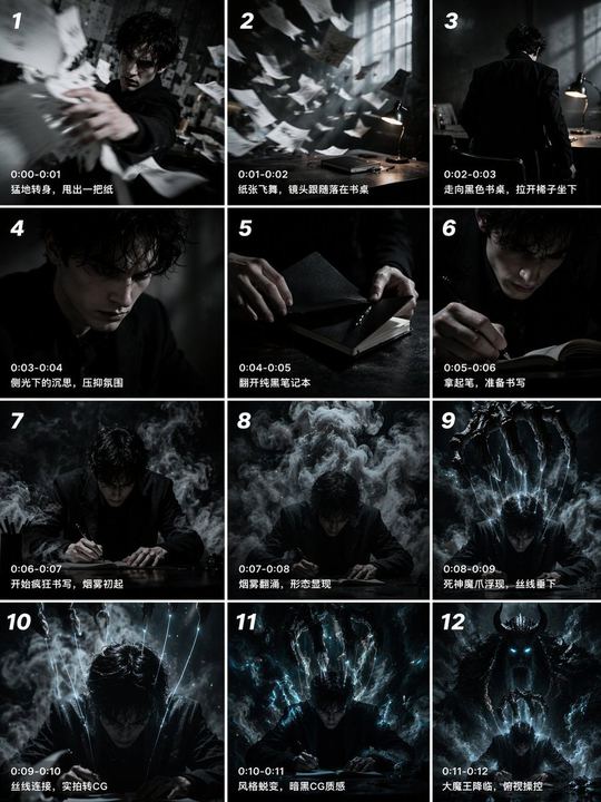 12 格电影级分镜网格