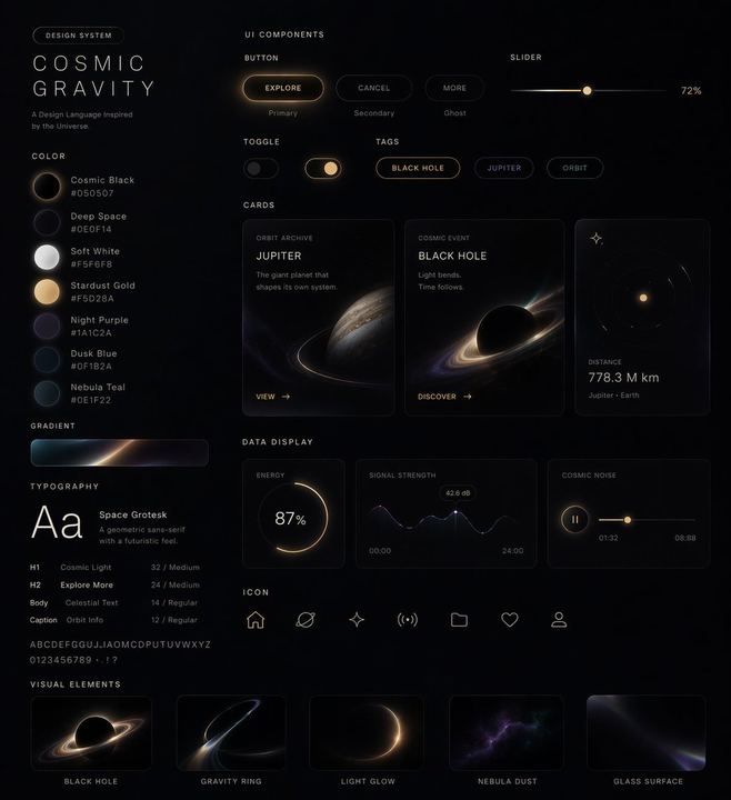 Cosmic Dark Mode UI 设计系统