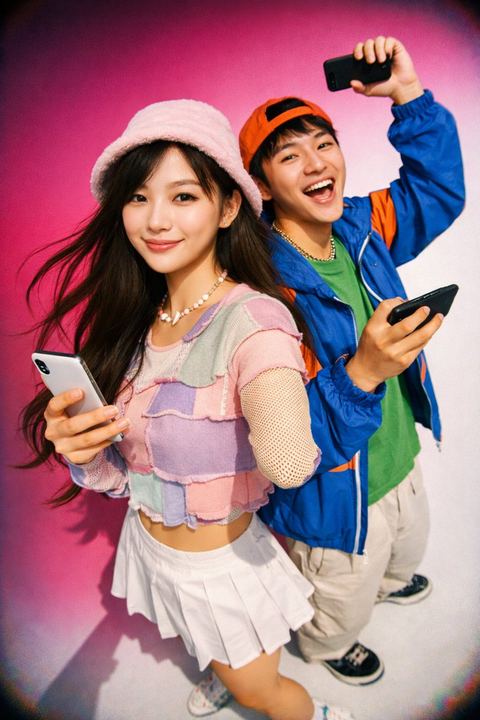 Y2K 复古科技风青年肖像