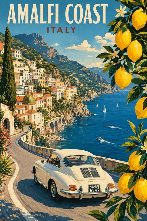 阿马尔菲海岸复古旅行海报