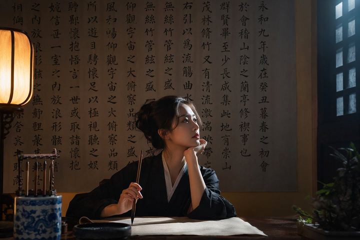 电影感书法肖像