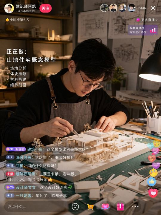 建筑师直播界面 UI 模型