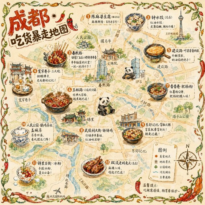 手绘成都美食地图