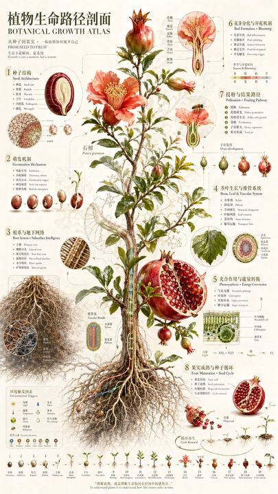 Vintage Pomegranate Growth Atlas