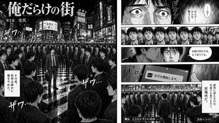 Two-Page Psychological Thriller Manga Spread