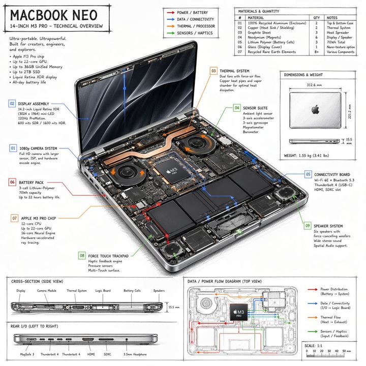 Laptop Technical Overview Infographic
