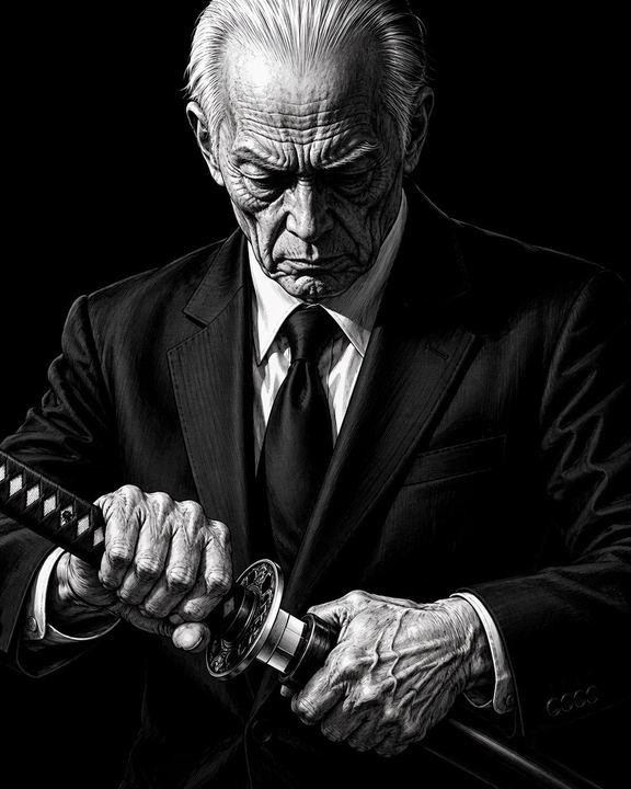 Elderly Yakuza Drawing Katana