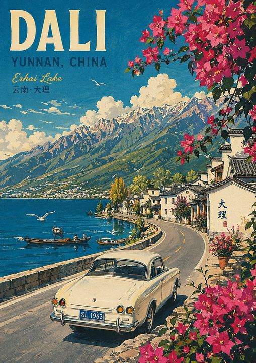 Vintage Travel Poster Illustration