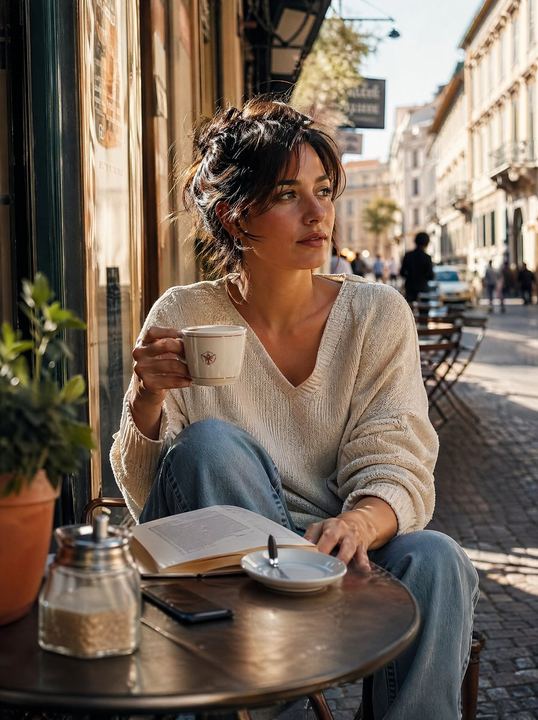 黄金时刻咖啡馆人像